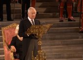 Imagen cedida por el Parlamento del Reino Unido del discurso de Carlos III.