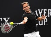 El tenista suizo entrena ya en el O2 de Londres donde jugará el dobles, posiblemente junto a Rafael Nadal.