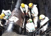 Labor.- Los trabajos de arreglo en la tubería en el Terminal Balao, en Esmeraldas.