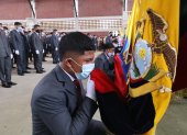 Los estudiantes de tercero de bachillerato del Colegio Técnico Simón Bolívar participaron en el juramento a la bandera.