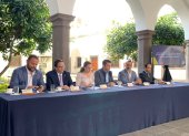 Ministros que han participado del dialogo con la dirigencia indígena en rueda de prensa desde Carondelet.