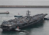 El portaaviones nuclear estadounidense Ronald Reagan durante su participación en  los ejercicios militares conjuntos con Corea del Sur, el 26 de septiembre.