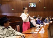 Interpelante. Mireya Pazmiño, de Pachakutik, presenta las pruebas de cargo contra los cuatro vocales del CPCCS.