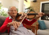 Personaje. Lucía Sánchez, una de las primeras mujeres de la Orquesta Sinfónica de Guayaquil. En la actualidad tiene  99 años de edad.