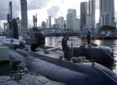 Cartagena. Los 42 tripulantes del submarino ARC Pijao de la Armada de Colombia, formados y listos para zarpar.