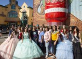 Las quinceañeras que participan en la campaña "Quince to the Polls", durante un evento en San Antonio, Texas (Estados Unidos).