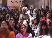 Encuentro. Parte de las asistentes a un congreso en el eje del Foro Feminista, este lunes en Buenos Aires.