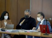 Testimonio. Pablo Celi junto a su abogado Marcelo Ron durante el día 38 de juzgamiento por delincuencia organizada.