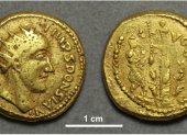 Las monedas de oro son la única pista de que el líder romano Esponsiano existió. En la imagen, una moneda del "emperador" Esponsiano analizada, actualmente en el museo The Hunterian de la Universidad de Glasgow, Reino Unido; número de catálogo GLAHM:40333.