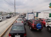 Tráfico. Los carriles estaban saturados en la vía a Daule por un accidente de tránsito que se dio la mañana de este 28 de noviembre.