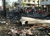 Babahoyo. Los locales quedaron en cenizas y a una carreta de comidas rápidas se le quemó el techo.