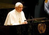 Imagen de Archivo del papa Benedicto XVI, durante el discurso que pronunció ante la Asamblea General de Naciones Unidas, en la sede de la ONU en Nueva York, Estados Unidos.