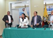 Gremios de abogados en rueda de prensa en Quito este 4 de enero del 2023.