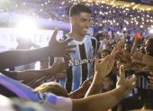 Luis Suárez, delantero uruguayo, durante su presentación con Gremio.
