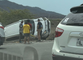 Imagen del accidente en la Vía Guayaquil - Santa Elena.