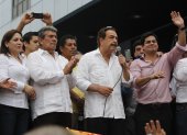El Oro. El PSC marchó por las calles de la ciudad de Machala.
CARLOS FALQUEZ BATALLAS, JAIME NEBOT Y CARLOS FALQUEZ AGUILAR.