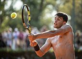 El tenista español Carlos Alcaraz durante un entrenamiento en Buenos Aires (Argentina).