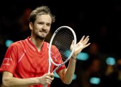 Daniil Medvedev of Russia reacts after winning gainst Grigor Dimitrov of Bulgaria on the sixth day of the ABN AMRO Open tennis tournament in Rotterdam, the Netherlands, 18 February 2023. (Tenis, Abierto, Países Bajos; Holanda, Rusia) EFE/EPA/Sander Koning
