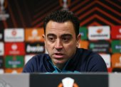 FC Barcelona manager Xavi attends a press conference at Old Trafford in Manchester, Britain, 22 February 2023. FC Barcelona will face Manchester United in the UEFA Europa League play-off second leg match at Old Trafford on 23 February 2023. (Reino Unido) EFE/EPA/ADAM VAUGHAN