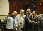 Los integrantes de la bancada correísta fueron los que más festejaron la aprobación del informe.