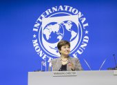 La directora del FMI, Kristalina Georgieva, en una conferencia.