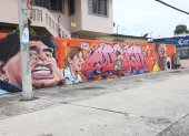El colorido mural en homenaje a los astros del fútbol, está ubicado en la av. 25 de Julio, a la altura de la ciudadela Amazonas..