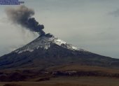 Fuerte. La columna de gases y ceniza alcanzó un kilómetro de altura, en dirección al este