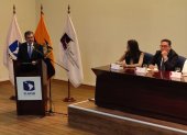 Referencia. Alí Lozada, presidente de la Corte, durante su intervención en un encuentro entre jueces constitucionales.