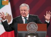 El presidente mexicano, Andrés Manuel López Obrador, habla durante una rueda de prensa en el Palacio Nacional.