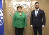 La directora del FMI; Kristalina Georgieva, con el ministro de Finanzas, Pablo Arosemena, en un encuentro en 2022.