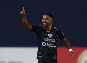 Júnior Sornoza de Independiente celebra el gol que lo convirtió en el ecuatoriano que más anotaciones tiene en la historia de la Copa Libertadores