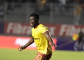 Edison Caicedo y su gol salvador en Aucas ante Guayaquil City.
