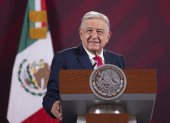 El mandatario mexicano, Andrés Manuel López Obrador, durante una rueda de prensa en Palacio Nacional de la Ciudad de México.