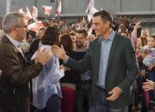 El secretario general del PSOE y presidente del Gobierno, Pedro Sánchez, este domingo durante un mitin del PSOE en Valladolid.