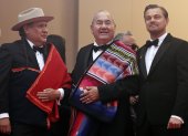 Yancey Red Corn, Geoffrey Standing Bear y Leonardo Dicaprio.