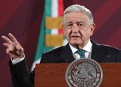 El presidente de México, Andrés Manuel López Obrador, habla durante una rueda de prensa hoy, en el Palacio Nacional, en Ciudad de México. (México)