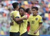 El elenco ecuatoriano (amarillo) aplastó 9-0 a su similar de Fiyi, en el cierre del Grupo B del Mundial sub-20.