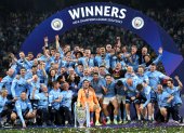 Los jugadores del Manchester City en plena coronación, tras derrotar 1-0 al Inter.