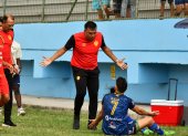 Manta, 11 de junio de 2023. En el estadio Jocay, Delfin recibe a Aucas en un partido por la fecha 14 del campeonato nacional de futbol Liga Pro Bet593 2023. API / Ariel OCHOA