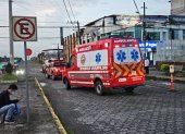 La ambulancia hizo una parada en el hospital regional Gustavo Domínguez de Santo Domingo de los Tsáchilas