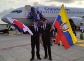 Al arribo se flamearon las banderas de Ecuador y Panamá.