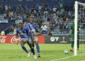 Edgar Lastre festejó de forma emotiva, luego de marcar el gol con el que Emelec venció a Danubio de Uruguay.
