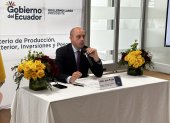 El ministro de Producción, Julio José Prado, en su rueda de prensa de fin de gestión, este 3 de julio de 2023.