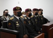 Diligencia. Uniformados durante la audiencia preparatoria de juicio en el caso 30S.
