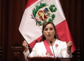 La presidenta de Perú, Dina Boluarte, presenta su primer discurso en el Congreso con motivo del día de la independencia, este viernes 28 de julio en Lima.