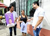 Jonathan Parra (d), es candidato a asambleísta por el distrito 3 de Guayas respaldado por el movimiento Acción Democrática Nacional (ADN).