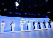 Encuentro. El debate electoral entre los siete presidenciables se desarrolló en las instalaciones de Ecuador TV, en la ciudad de Quito.