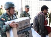 El material electoral fue trasladado con un fuerte contingente de seguridad militar.