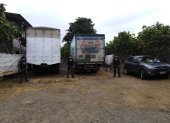 Operativo. Miembros de la Policía Nacional en un control recuperaron unos camiones robados en carreteras.