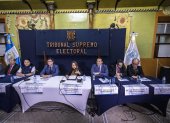 Los magistrados del Tribunal Supremo Electoral de Guatemala fueron registrados este lunes 28 de agosto, durante una conferencia de prensa, en Ciudad de Guatemala.